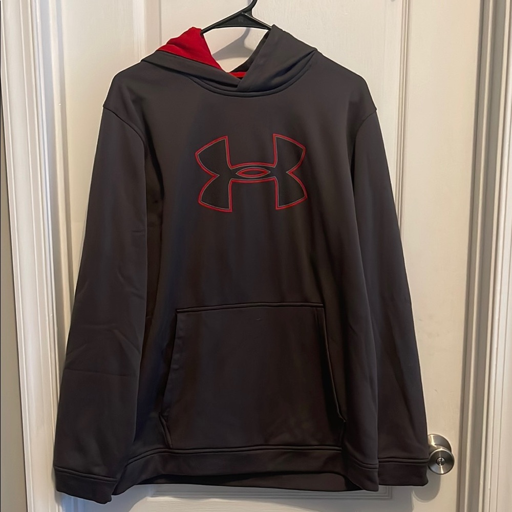 Under Armour Charcoal Hoodie with Red Logo